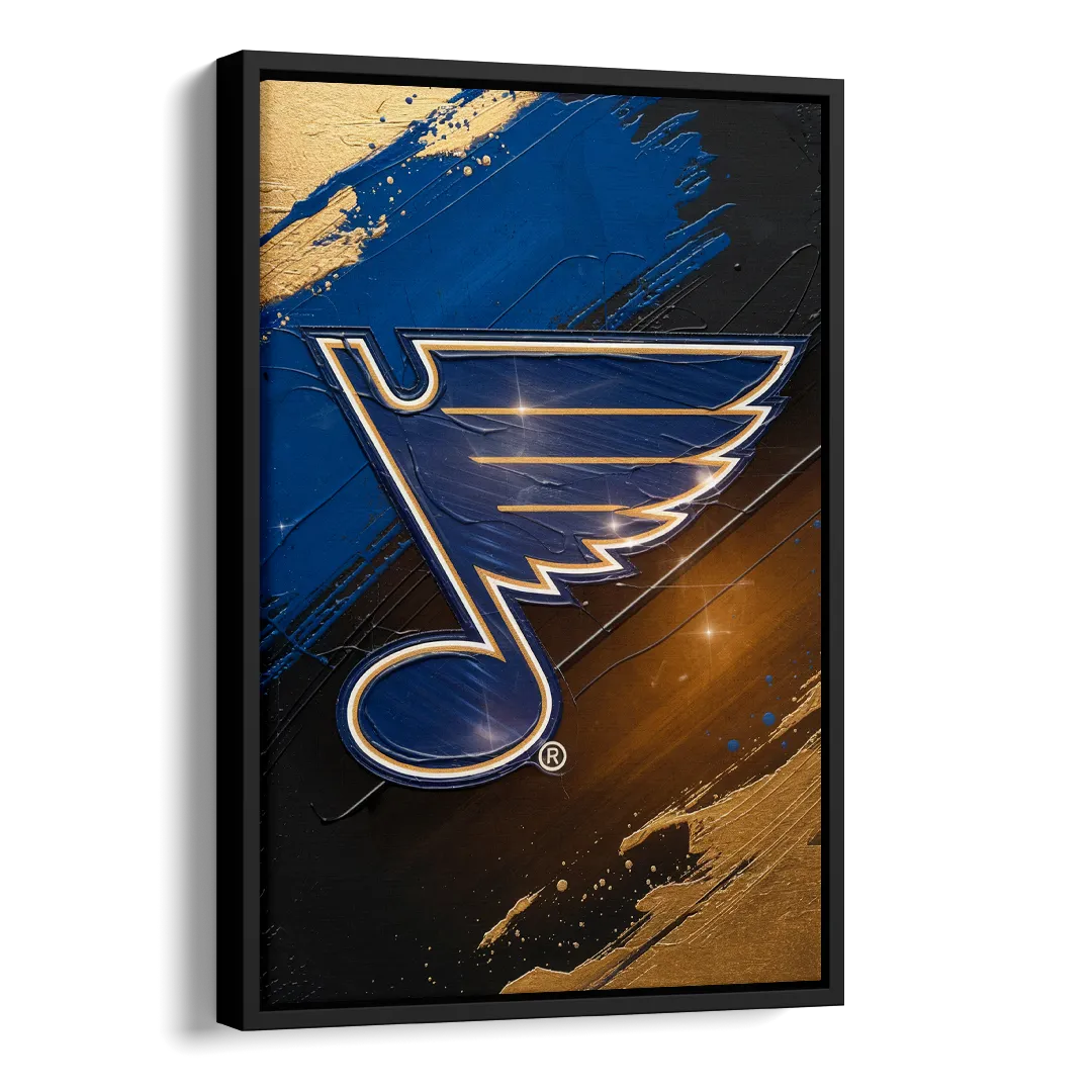 St. Louis Blues Hockey Theme Side - Black Canvas Wall Art