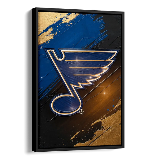St. Louis Blues Hockey Theme Side - Black Canvas Wall Art