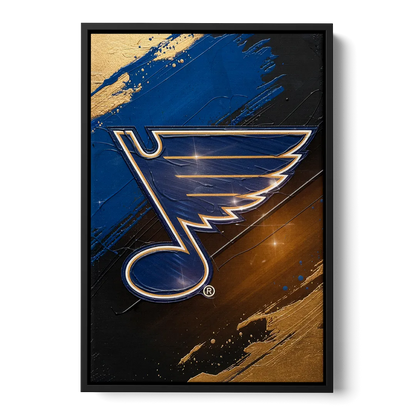St. Louis Blues Hockey Theme Front - Black Canvas Wall Art