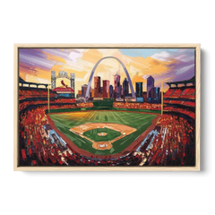 St. Louis Cardinals Busch Stadium - Oak Framed Canvas Wall Art - Front