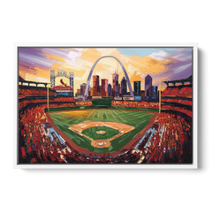 St. Louis Cardinals Busch Stadium - White Framed Canvas Wall Art - Front