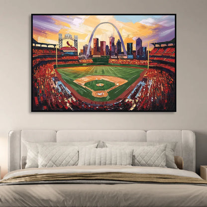 St. Louis Cardinals Stadium Living Room - Black Canvas Wall Art