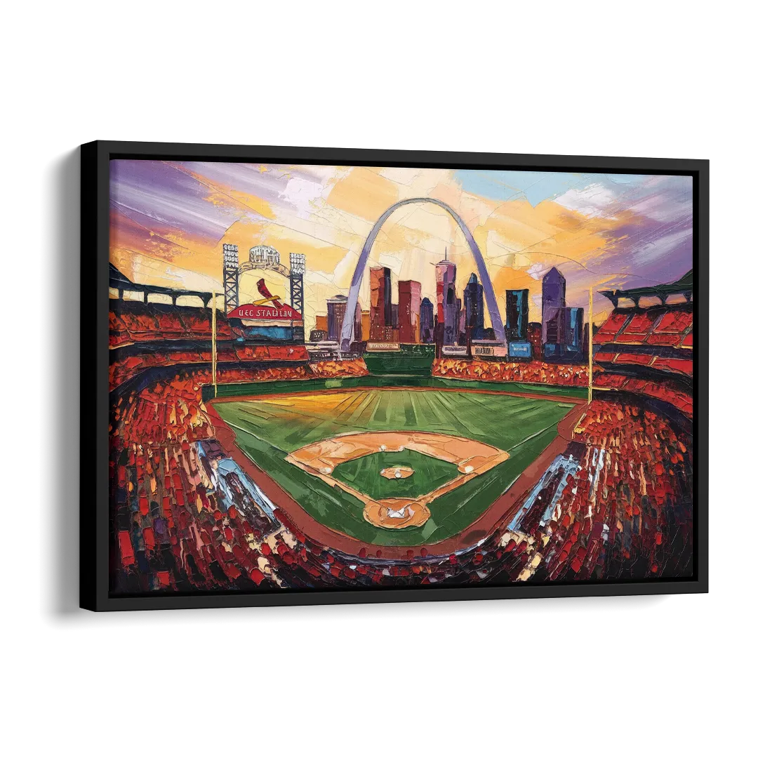 St. Louis Cardinals Stadium Side - Black Canvas Wall Art