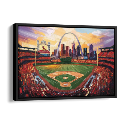 St. Louis Cardinals Stadium Side - Black Canvas Wall Art