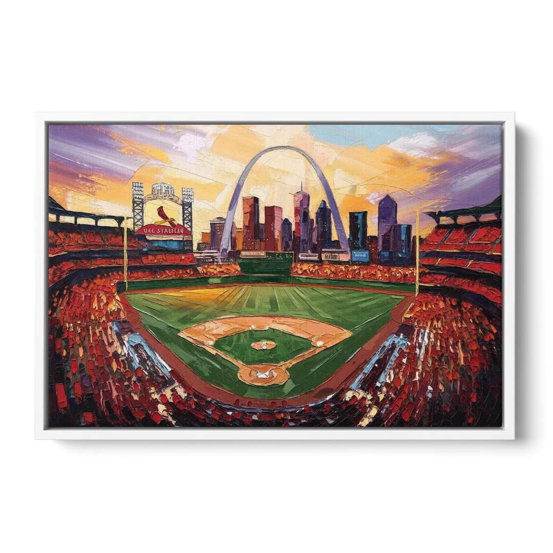 St. Louis Cardinals Stadium Front - White Canvas Wall Art