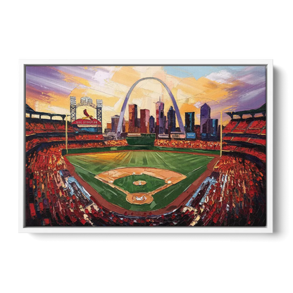 St. Louis Cardinals Stadium Front - White Canvas Wall Art