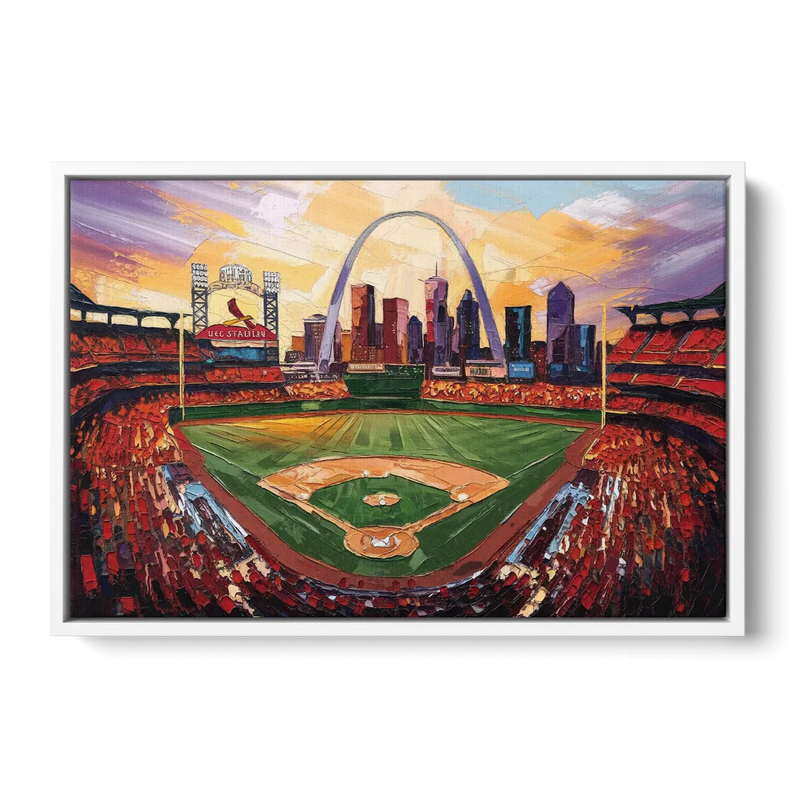 St. Louis Cardinals Stadium Front - White Canvas Wall Art
