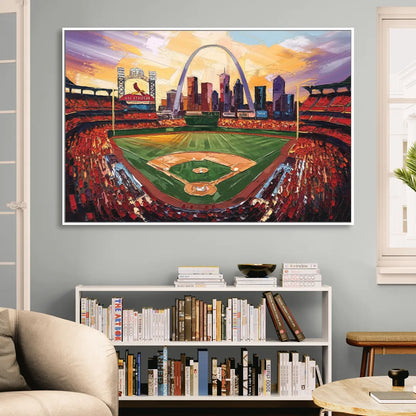 St. Louis Cardinals Stadium Sitting Room - White Canvas Wall Art