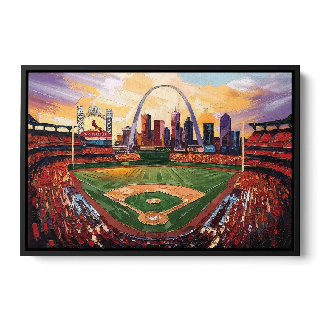 St. Louis Cardinals Stadium Front - Black Canvas Wall Art