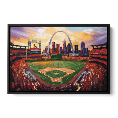St. Louis Cardinals Stadium Front - Black Canvas Wall Art