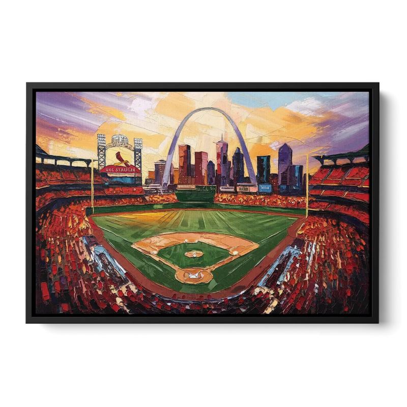 St. Louis Cardinals Stadium Front - Black Canvas Wall Art
