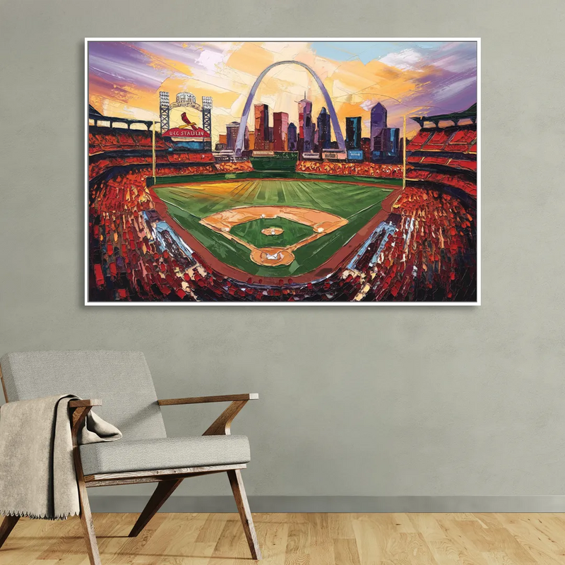 St. Louis Cardinals Stadium Living Room - White Canvas Wall Art