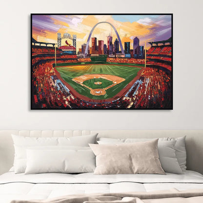 St. Louis Cardinals Stadium Sitting Room - Black Canvas Wall Art