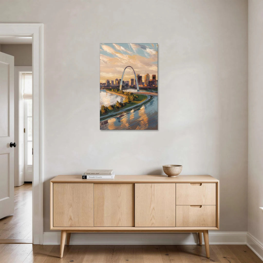 St. Louis Downtown Aerial View - Canvas Wall Art - Coffee Table - 24x36
