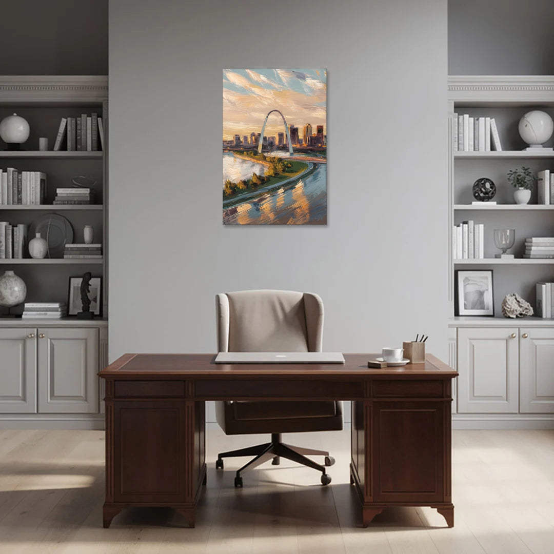 St. Louis Downtown Aerial View - Canvas Wall Art - Office - 24x36