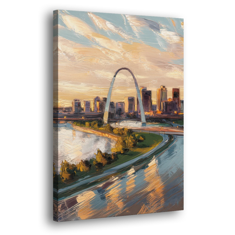 St. Louis Downtown Aerial View - Canvas Wall Art - Side