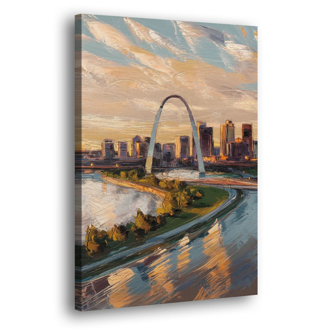 St. Louis Downtown Aerial View Side - Canvas Wall Art