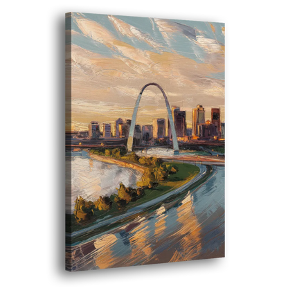 St. Louis Downtown Aerial View Side - Canvas Wall Art