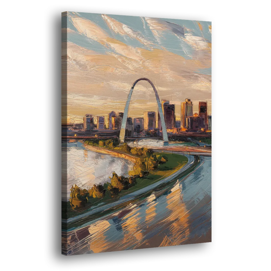 St. Louis Downtown Aerial View Side - Canvas Wall Art