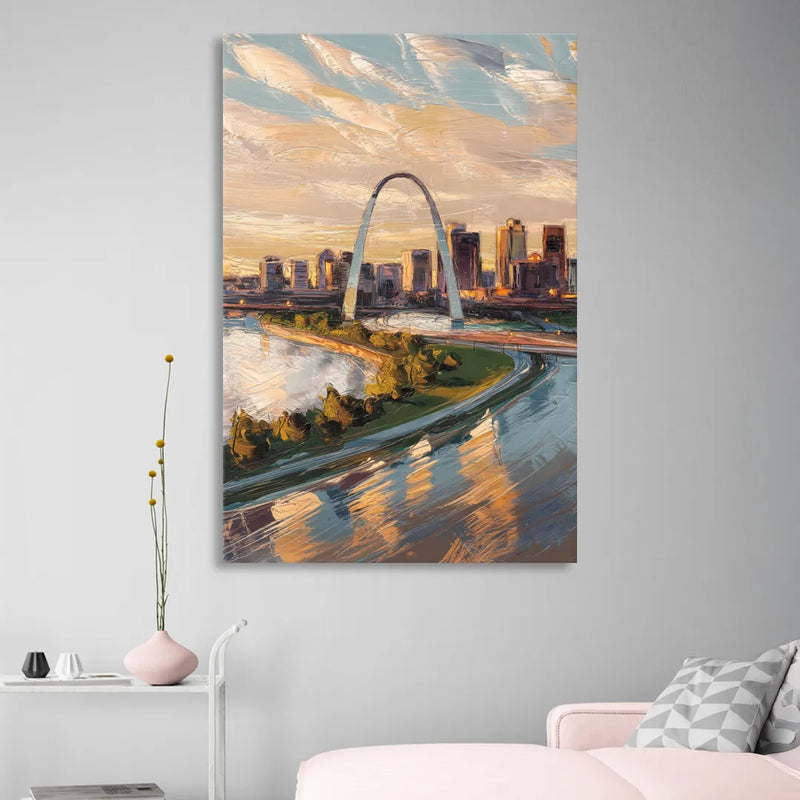 St. Louis Downtown Aerial View Sitting Room - Canvas Wall Art