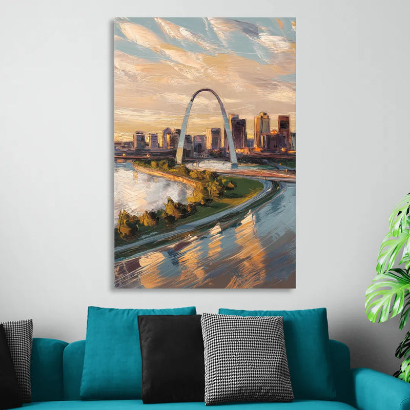 St. Louis Downtown Aerial View Living Room - Canvas Wall Art