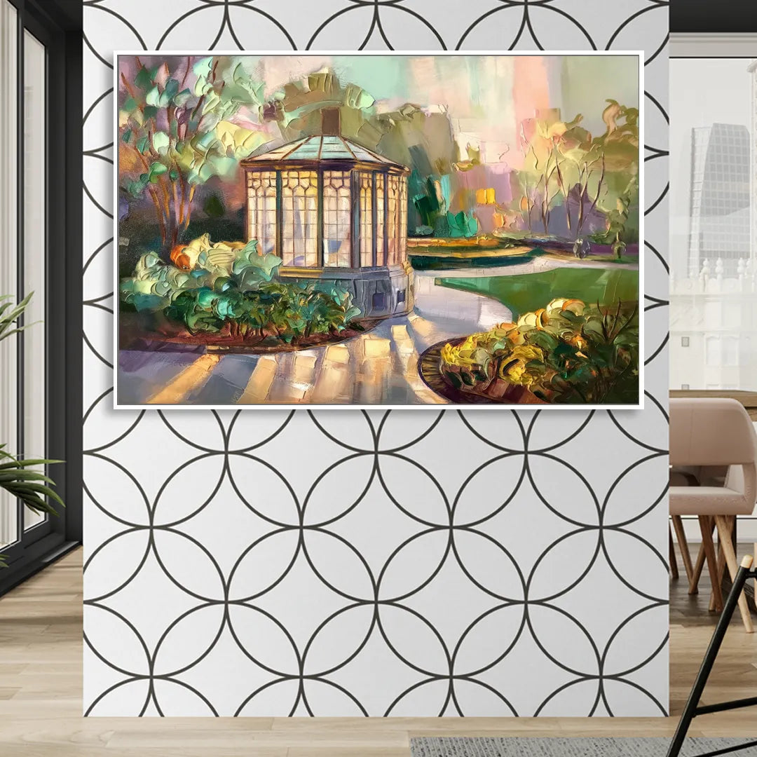 St. Louis Forest Park Landscape Sitting Room - White Canvas Wall Art