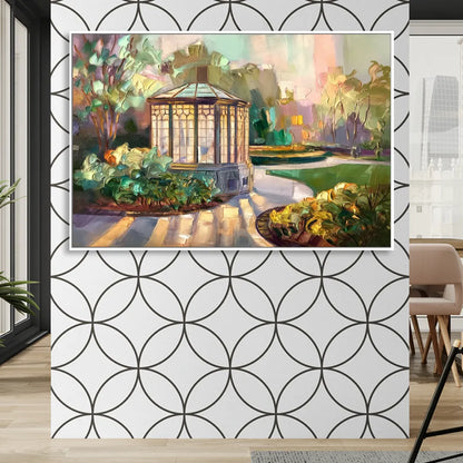 St. Louis Forest Park Landscape Sitting Room - White Canvas Wall Art