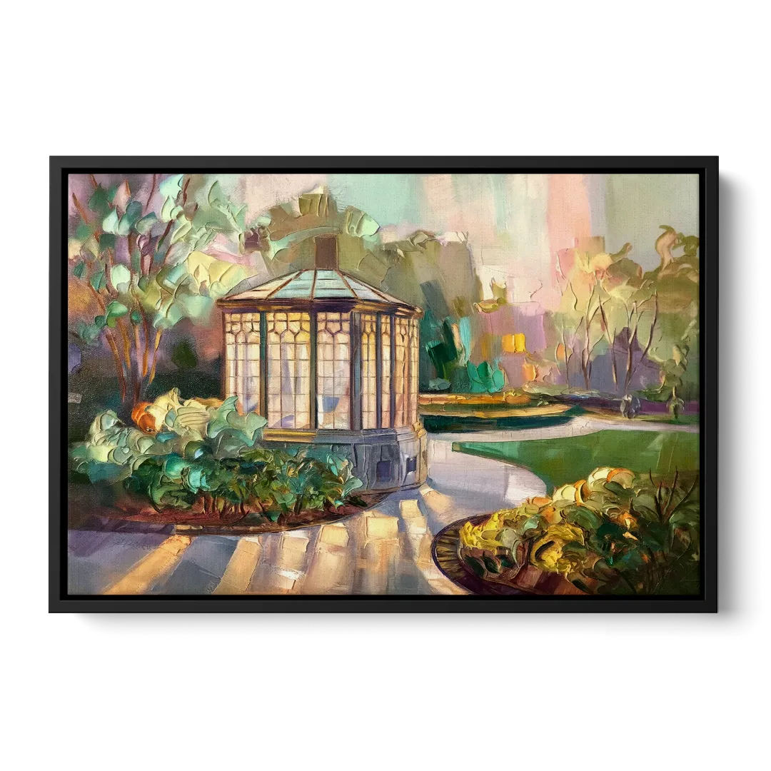 St. Louis Forest Park Landscape Front - Black Canvas Wall Art