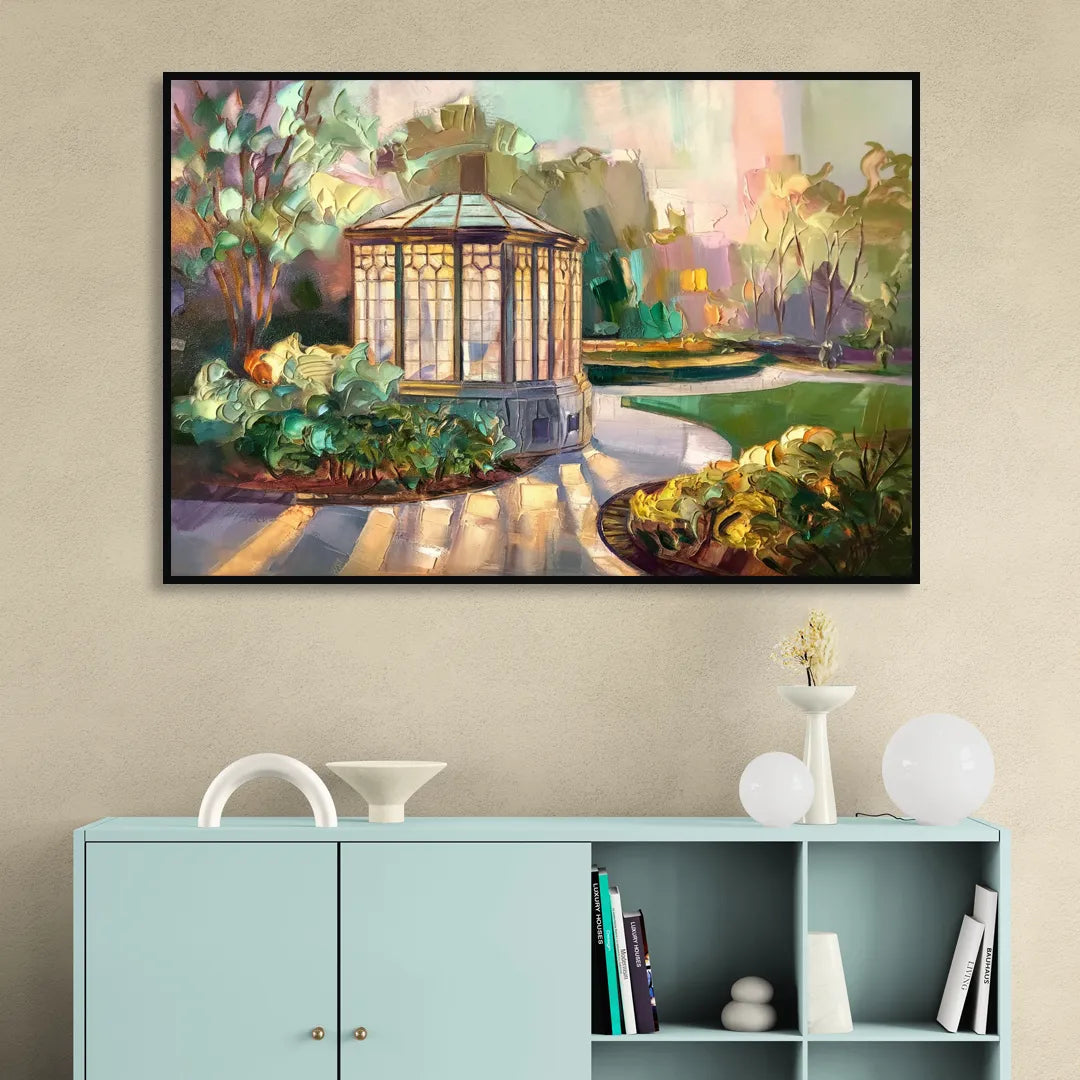St. Louis Forest Park Landscape Sitting Room - Black Canvas Wall Art