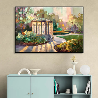 St. Louis Forest Park Landscape Sitting Room - Black Canvas Wall Art