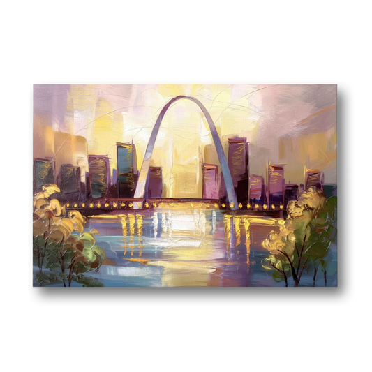 St. Louis Gateway Arch And City Lights - Canvas Wall Art - Front