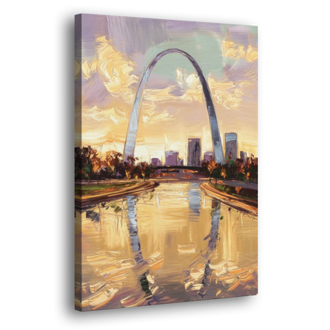 St. Louis Gateway Arch Reflection - Canvas Wall Art - Side