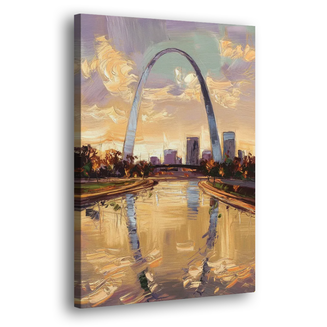 St. Louis Gateway Arch Reflection Side - Canvas Wall Art
