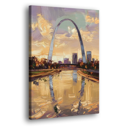 St. Louis Gateway Arch Reflection Side - Canvas Wall Art
