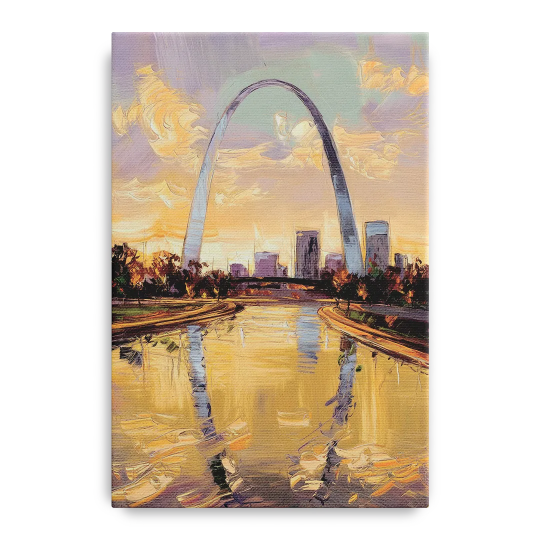 St. Louis Gateway Arch Reflection Front - Canvas Wall Art