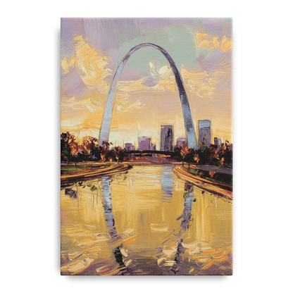 St. Louis Gateway Arch Reflection Front - Canvas Wall Art
