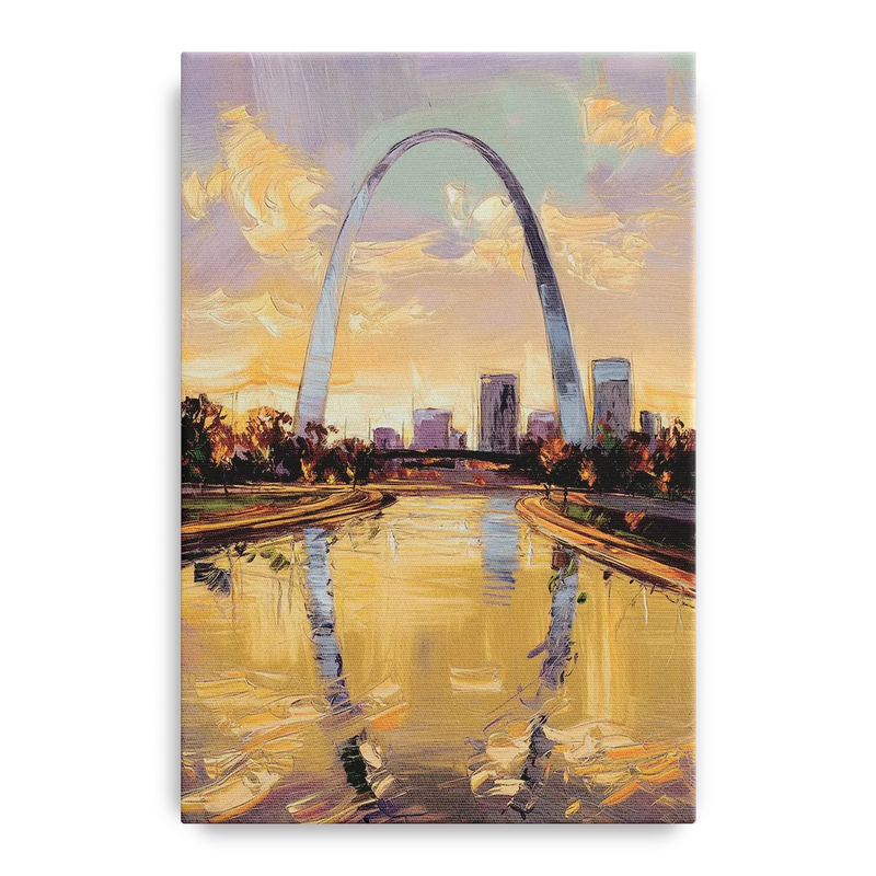 St. Louis Gateway Arch Reflection Front - Canvas Wall Art