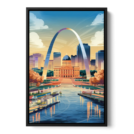 St. Louis Historic Landmarks - Black Framed Canvas Wall Art - Front