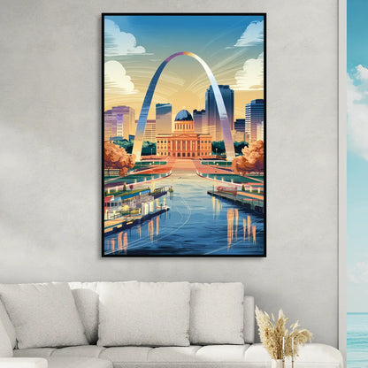 St. Louis Historic Landmarks Sitting Room - Black Canvas Wall Art