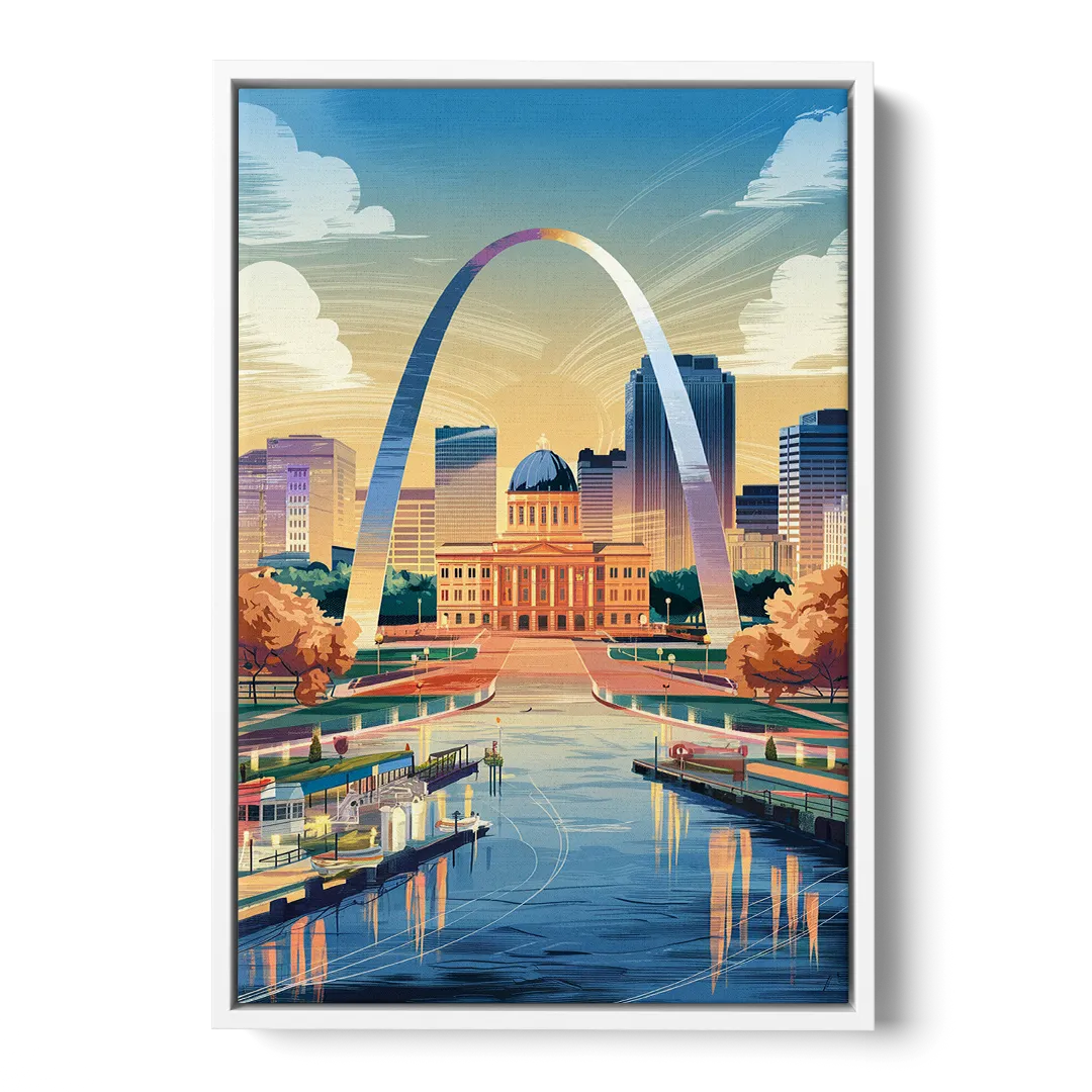 St. Louis Historic Landmarks Front - White Canvas Wall Art