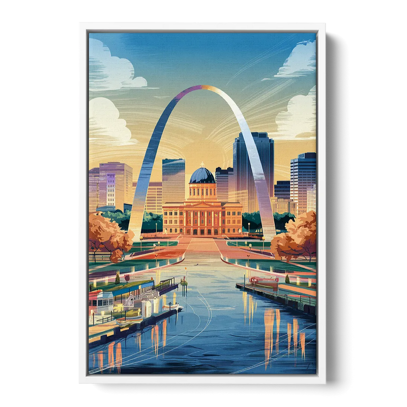 St. Louis Historic Landmarks Front - White Canvas Wall Art