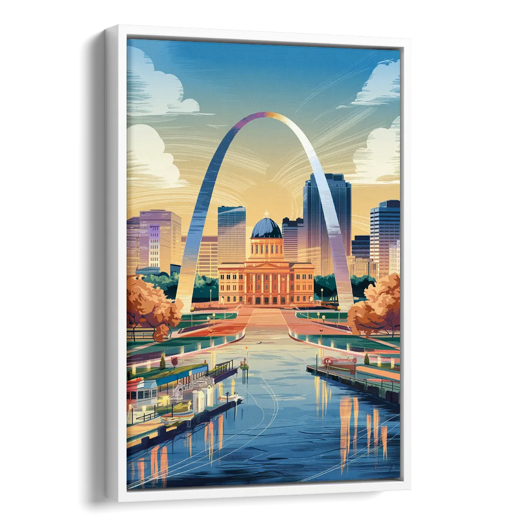 St. Louis Historic Landmarks Side - White Canvas Wall Art