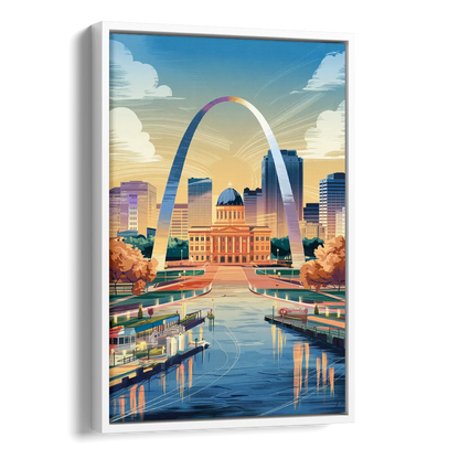 St. Louis Historic Landmarks Side - White Canvas Wall Art