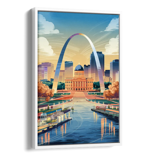 St. Louis Historic Landmarks Side - White Canvas Wall Art