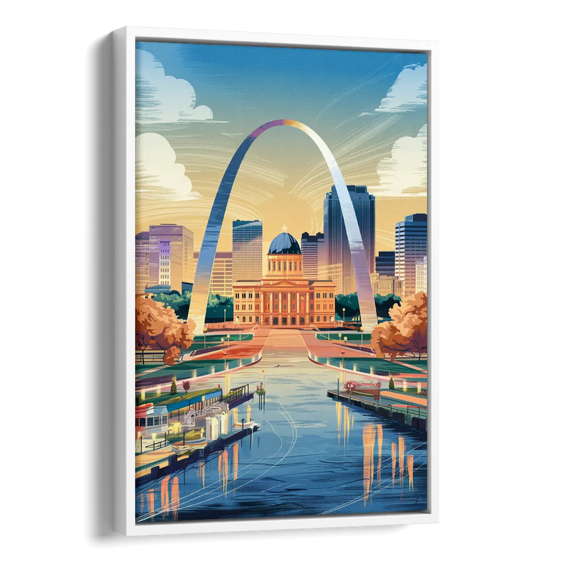 St. Louis Historic Landmarks Side - White Canvas Wall Art