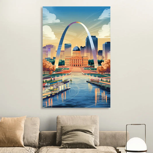 St. Louis Historic Landmarks Living Room - Canvas Wall Art