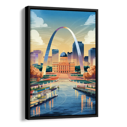 St. Louis Historic Landmarks Side - Black Canvas Wall Art