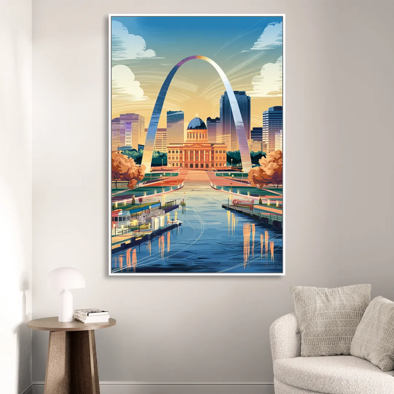 St. Louis Historic Landmarks Living Room - White Canvas Wall Art