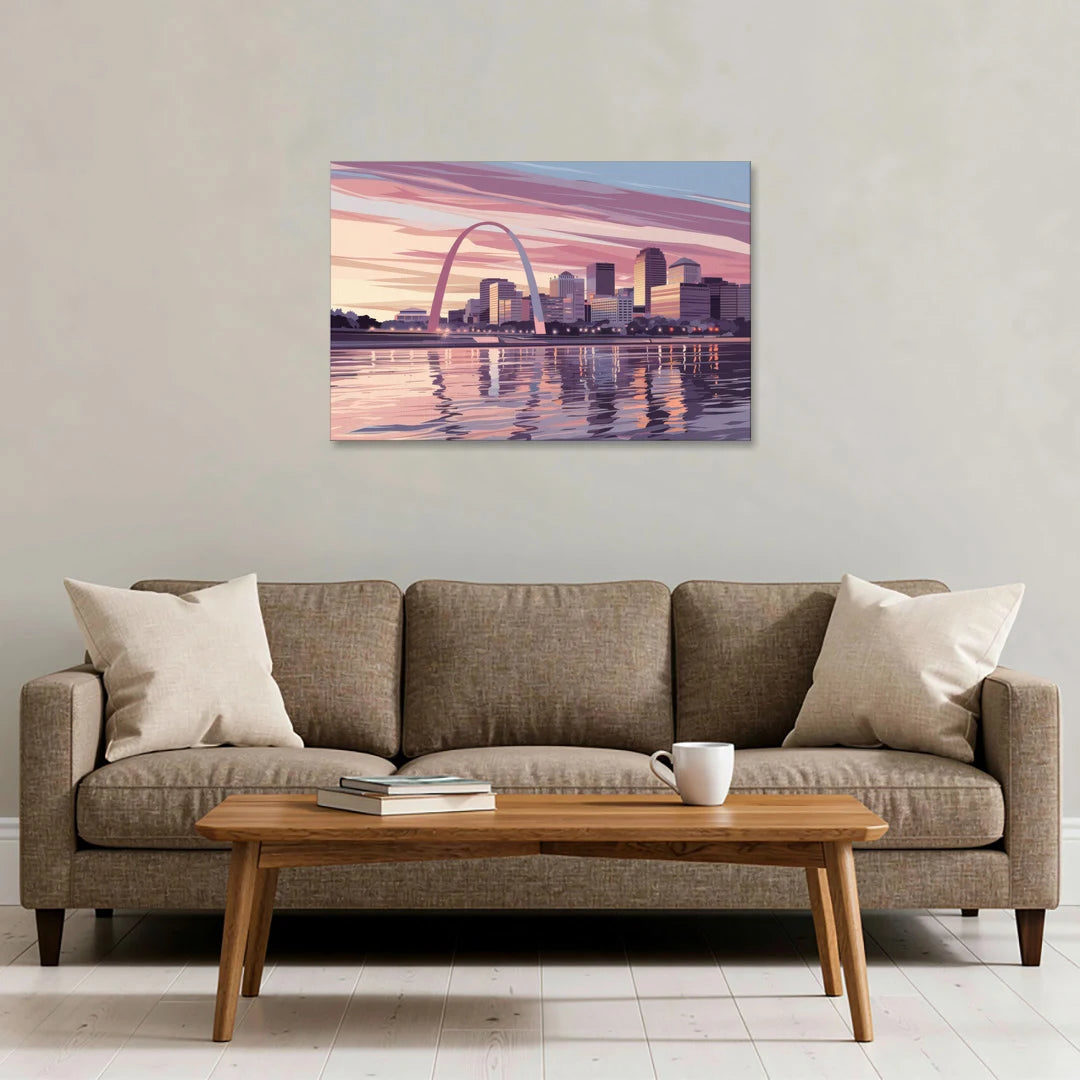 St. Louis Riverfront Panorama - Canvas Wall Art - Sofa - 36x24