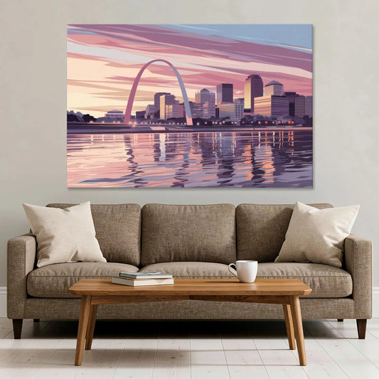 St. Louis Riverfront Panorama - Canvas Wall Art - Sofa - 60x40